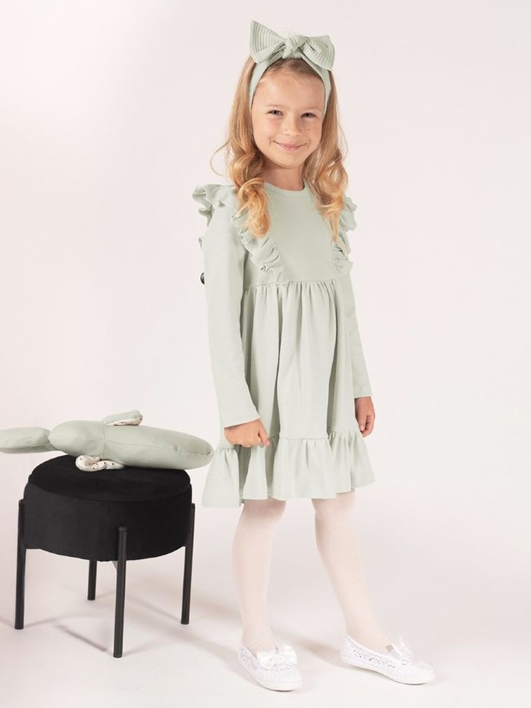 Sukienka dziewczęca z długim rękawem, zielona, Nicol