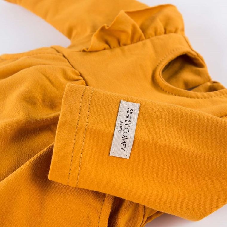 Sukienka dziewczęca z długim rękawem, żółta, Eevi