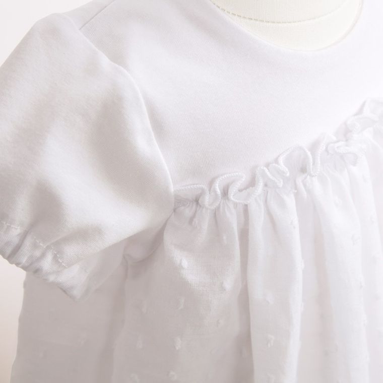 Sukienka dziewczęca z krótkim rękawem, biała, Eevi