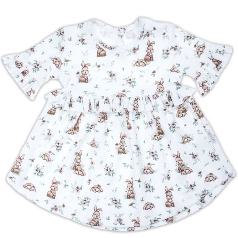 Sukienka dziewczęca z krótkim rękawem, biała, Nicol