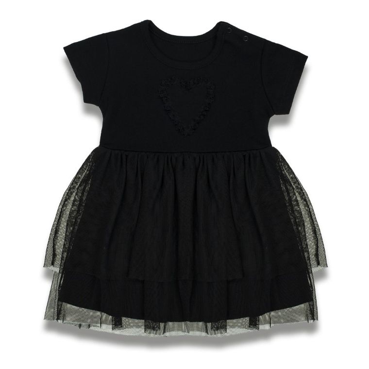 Sukienka dziewczęca z krótkim rękawem, czarna, Nicol