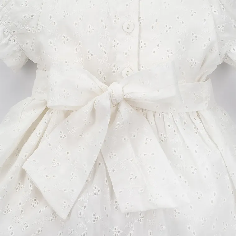 Sukienka dziewczęca z krótkim rękawem, ecru, Charlotte, Pinokio