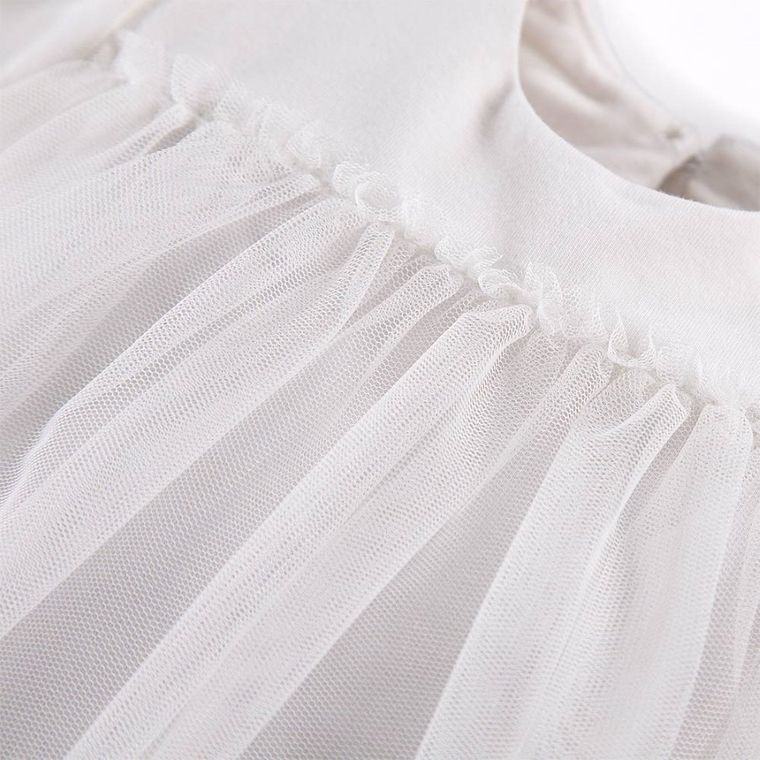 Sukienka dziewczęca z krótkim rękawem, ecru, Eevi