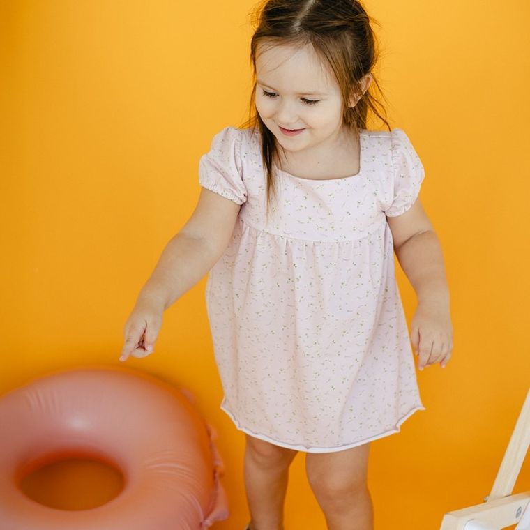 Sukienka dziewczęca z krótkim rękawem, ecru, Eevi