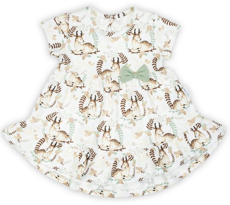 Sukienka dziewczęca z krótkim rękawem, ecru, Nicol