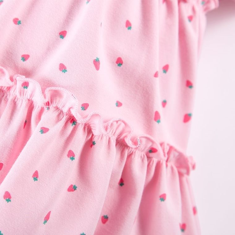 Sukienka dziewczęca z krótkim rękawem, różowa, Eevi