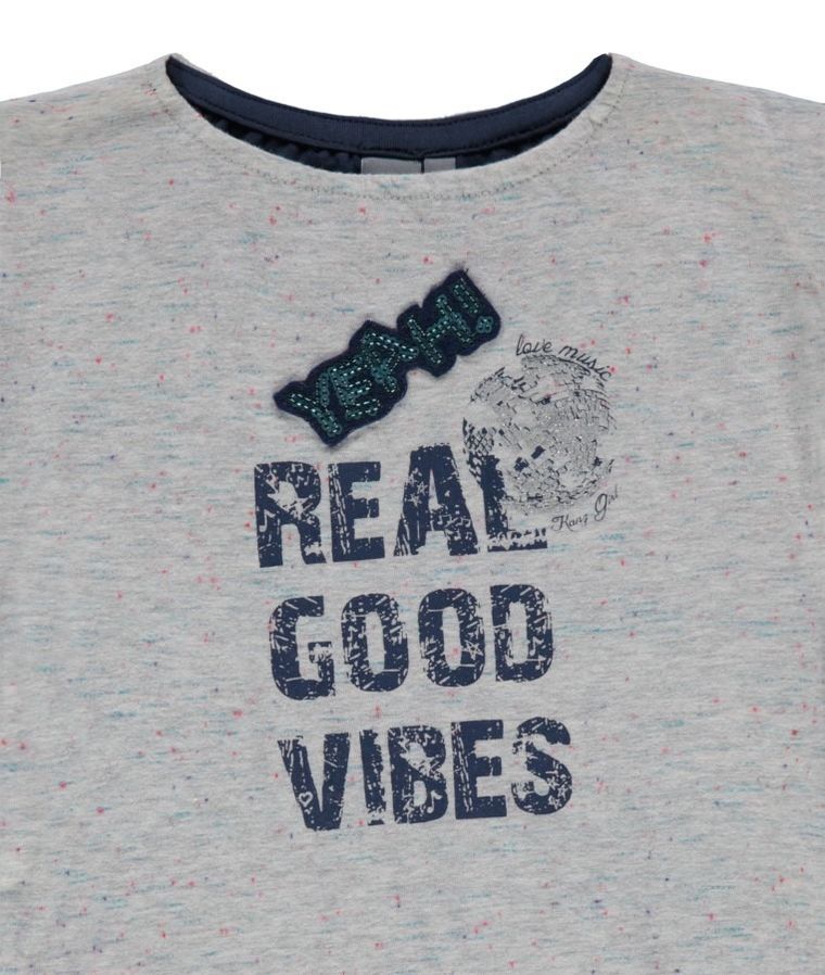 Sukienka dziewczęca z krótkim rękawem, szara, Kanz