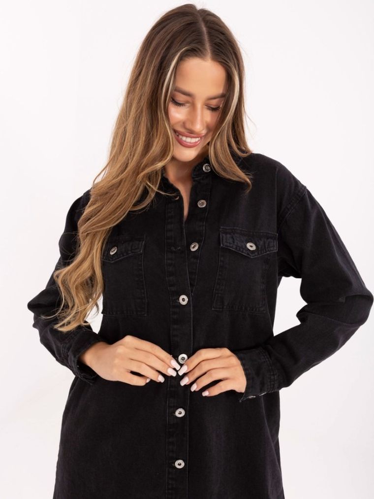 Sukienka jeansowa damska, czarna, Sublevel