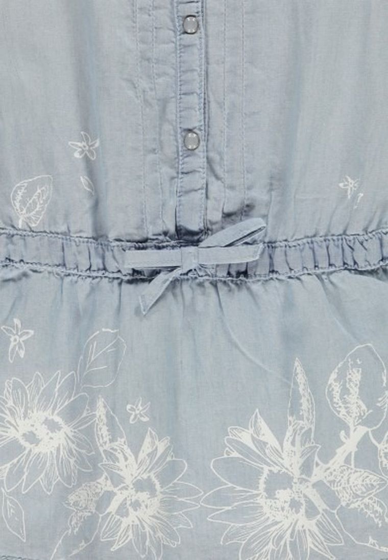 Sukienka jeansowa dziewczęca z krótkim rękawem, jasny denim, Kanz