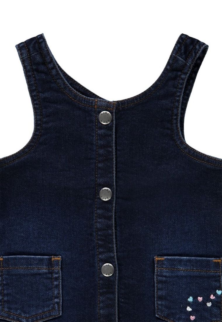 Sukienka ogrodniczka jeansowa dziewczęca, granatowa, Kanz
