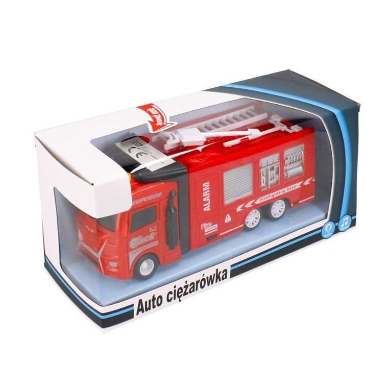 Swede, ciężarówka, pojazd ze światłem i dźwiękiem, czerwony