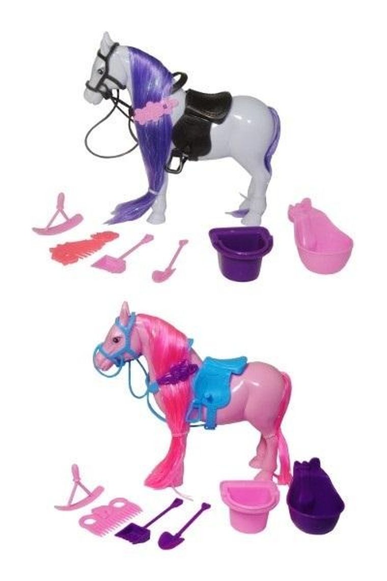 Swede, koń z kolorową grzywą, zestaw z akcesoriami