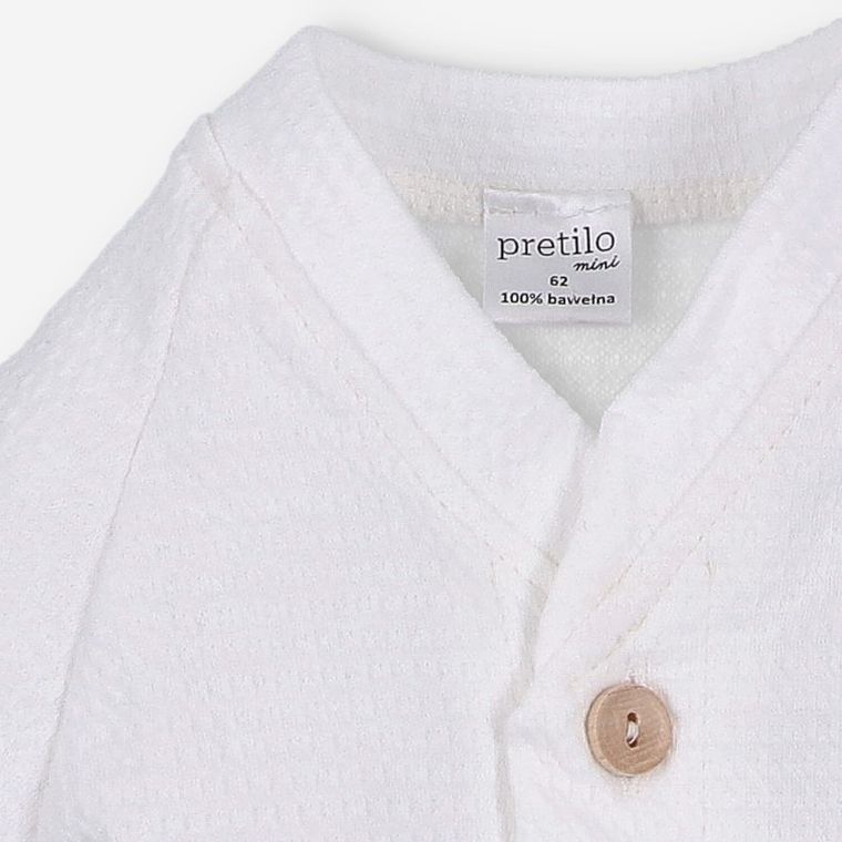 Sweter chłopięcy, rozpinany, biały, Pretilo Mini