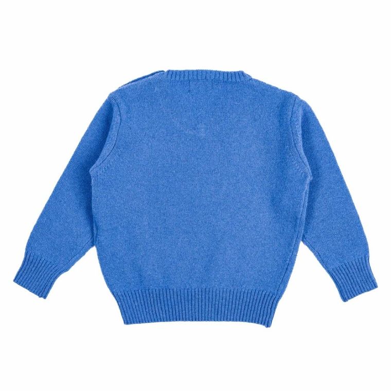 Sweter chłopięcy z wełną, niebieski, Olimpias