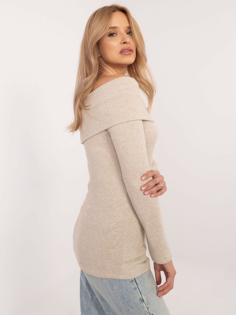 Sweter damski, beżowy, Italy Moda