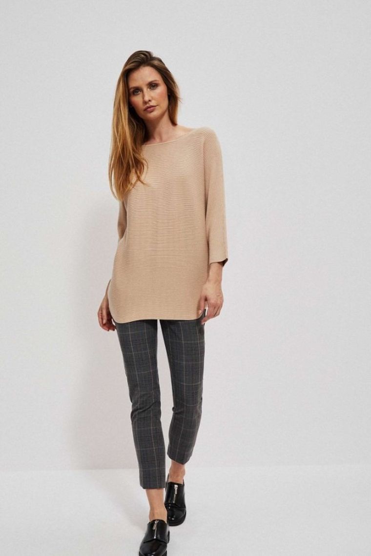 Sweter damski, beżowy, Moodo