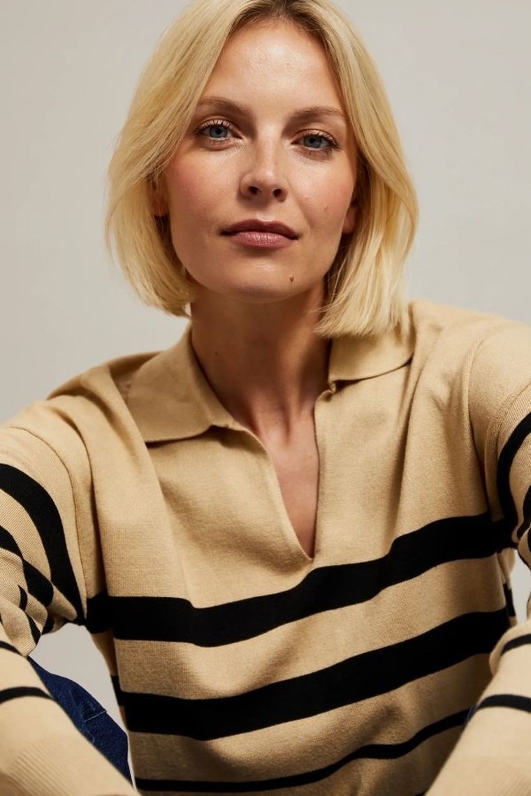 Sweter damski, beżowy, Moodo