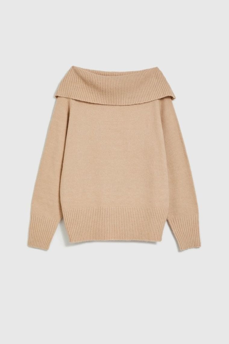 Sweter damski, beżowy, Moodo