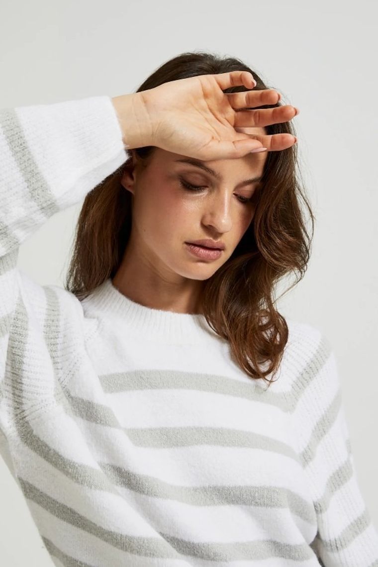 Sweter damski, biały, Moodo