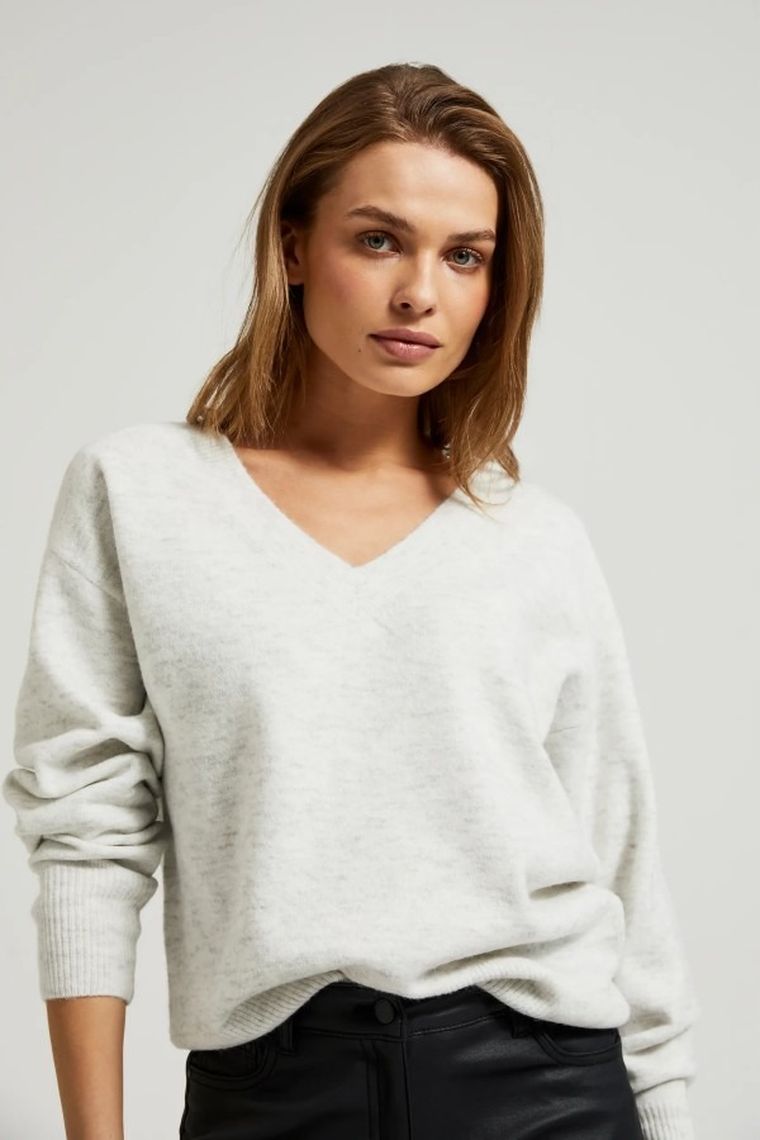 Sweter damski, biały, Moodo