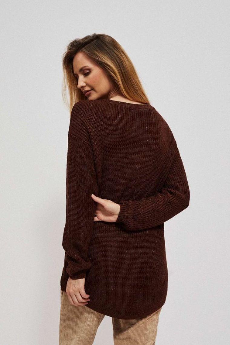 Sweter damski, brązowy, Moodo