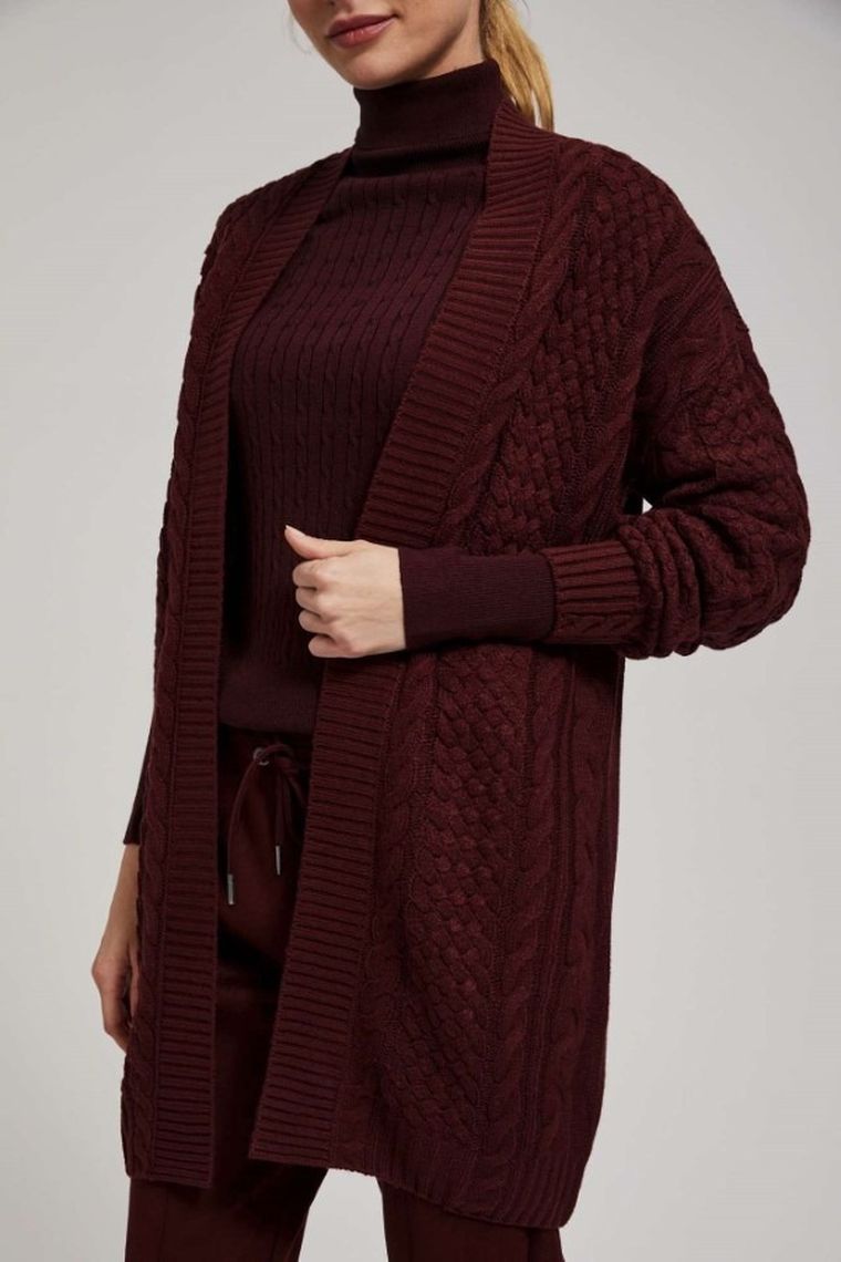 Sweter damski, brązowy, Moodo