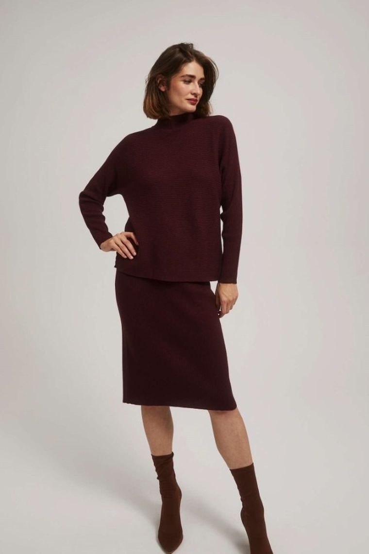 Sweter damski, brązowy, Moodo