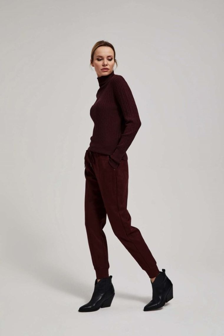 Sweter damski, brązowy, Moodo