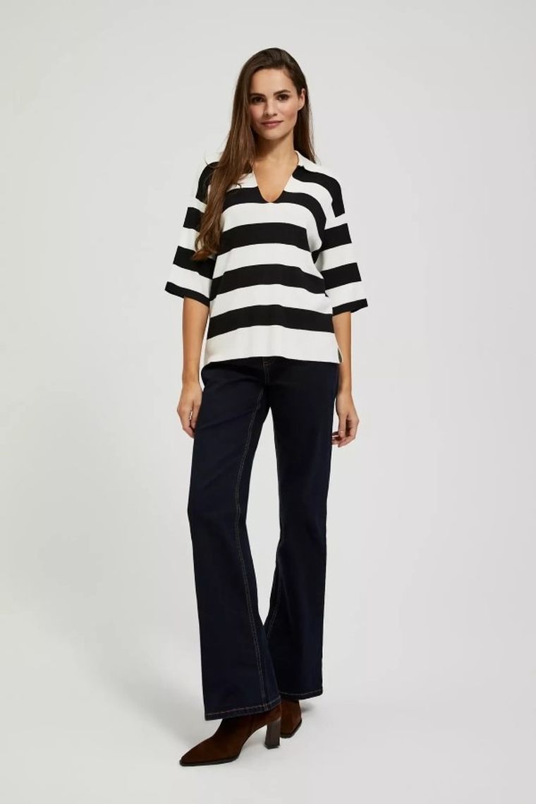 Sweter damski, czarno-biały, Moodo