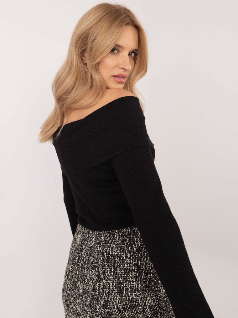 Sweter damski, czarny, Italy Moda