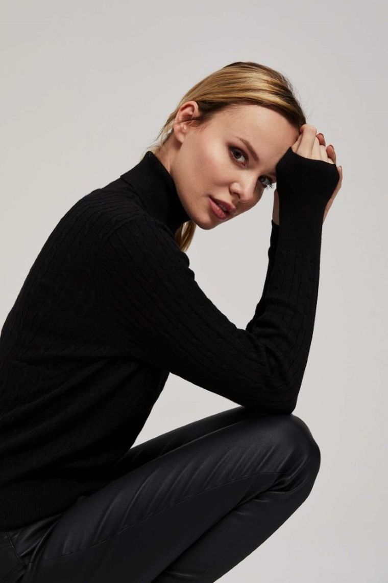 Sweter damski, czarny, Moodo