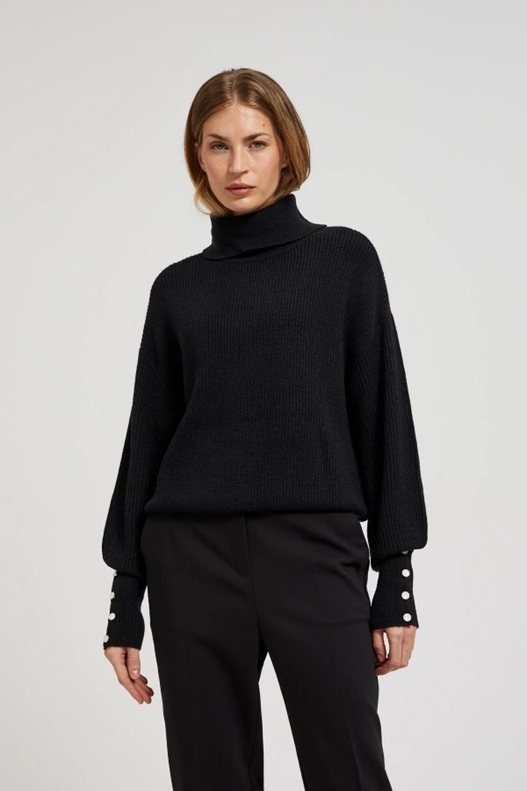 Sweter damski, czarny, Moodo