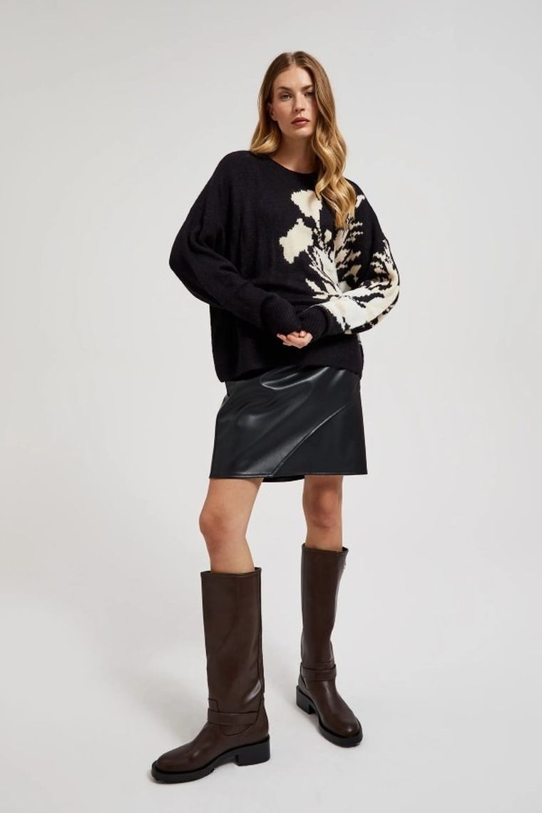 Sweter damski, czarny, Moodo