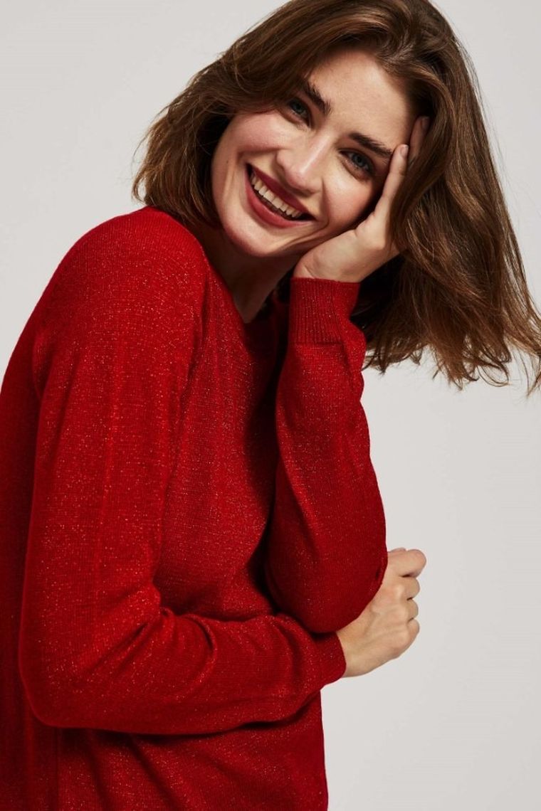 Sweter damski, czerwony, Moodo