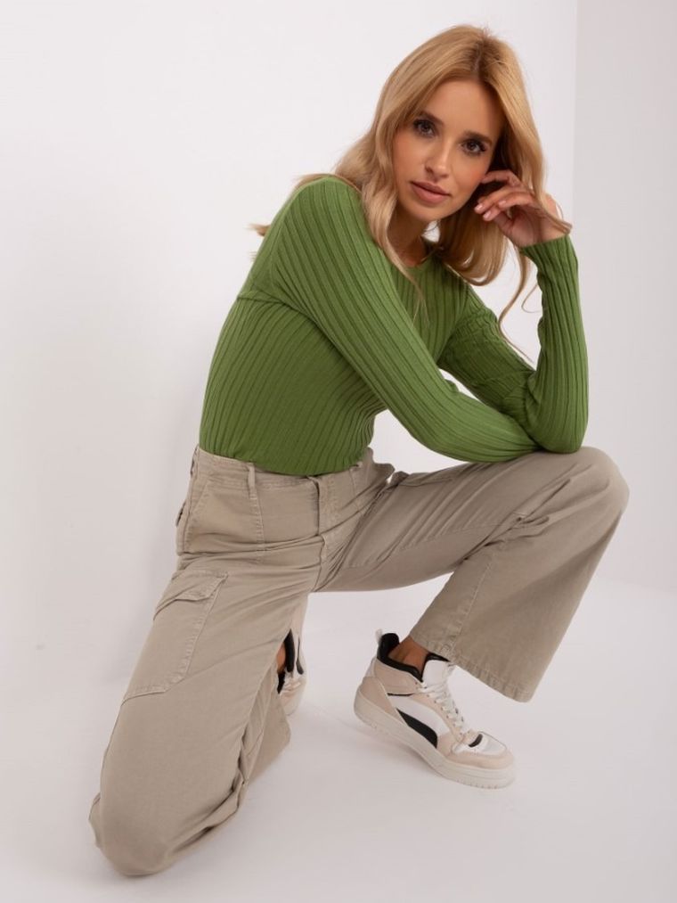 Sweter damski, khaki, P-M