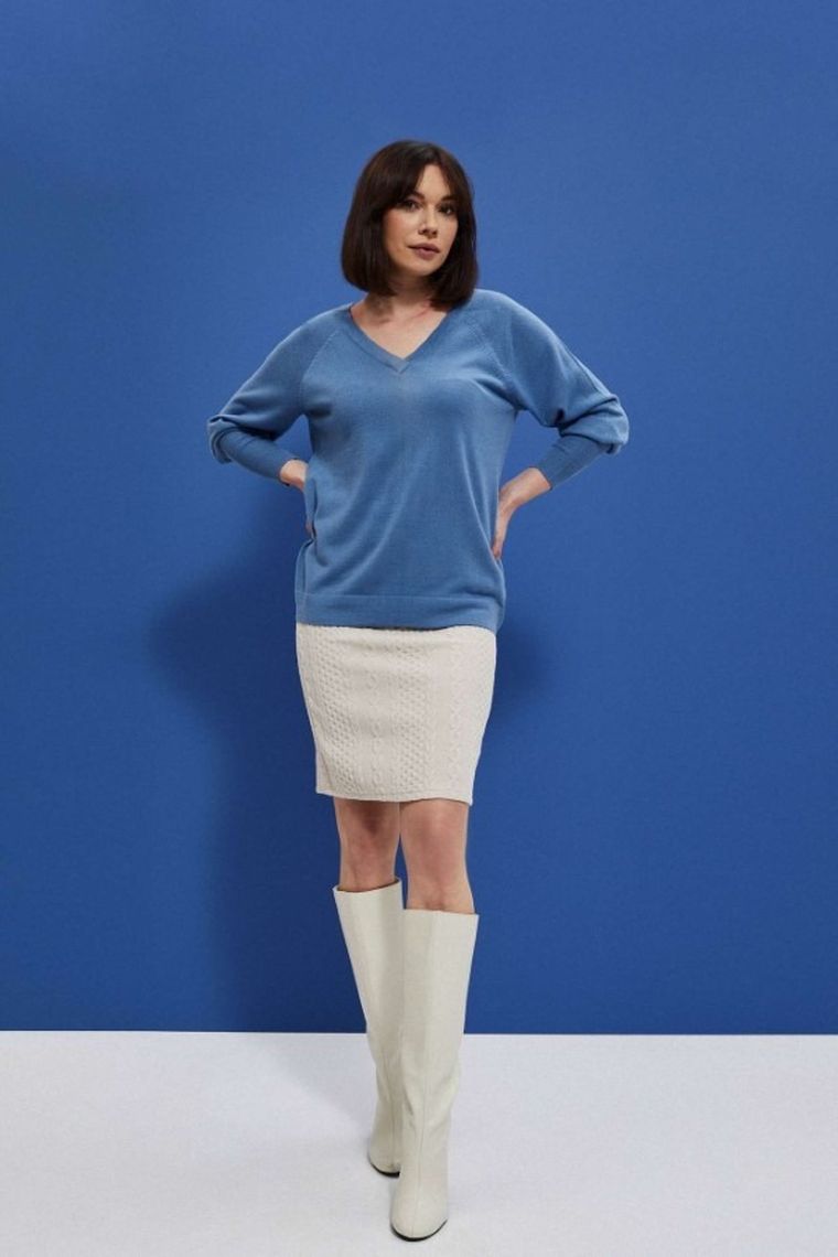 Sweter damski, niebieski, Moodo