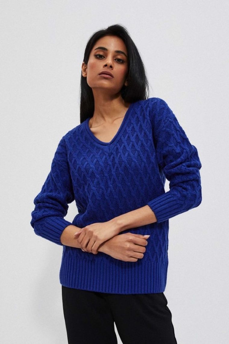 Sweter damski, niebieski, Moodo