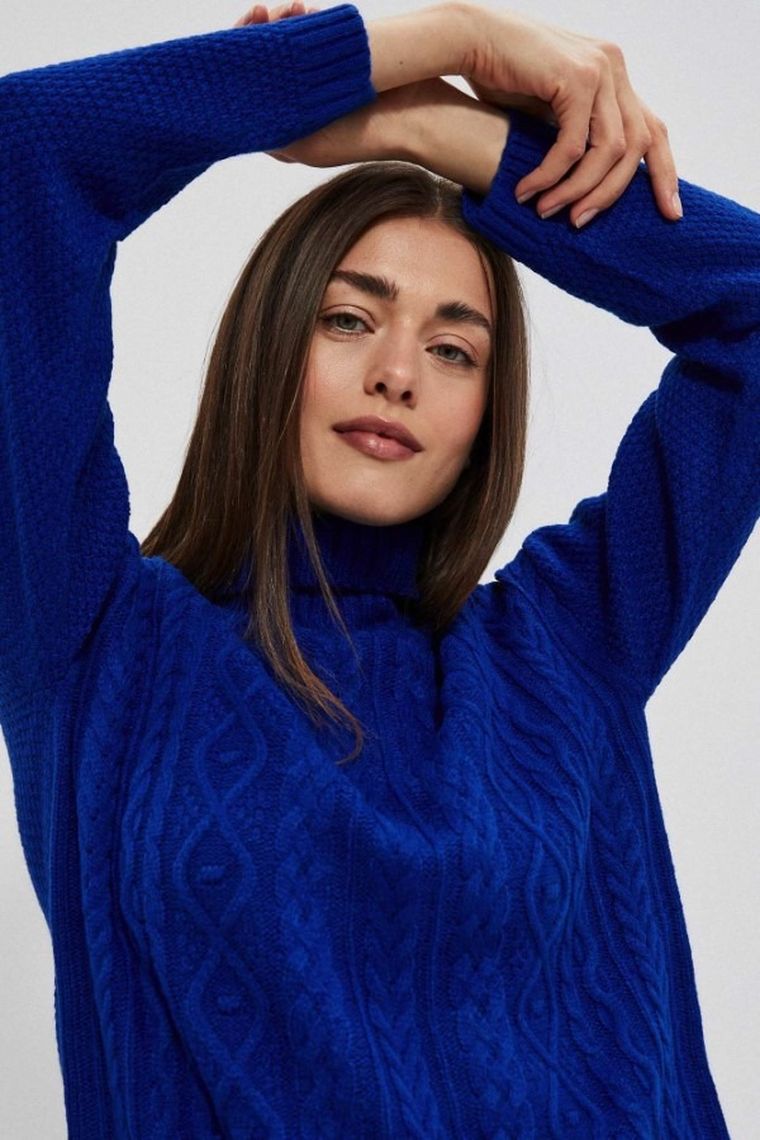 Sweter damski, niebieski, Moodo