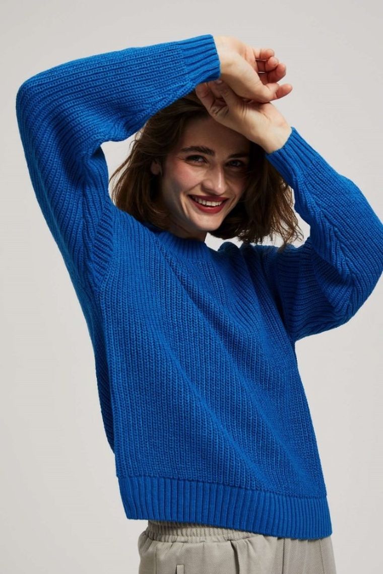 Sweter damski, niebieski, Moodo
