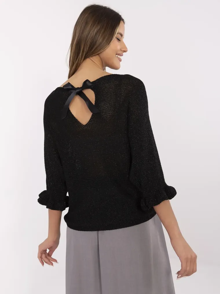 Sweter damski, oversize, czarny, Italy Moda