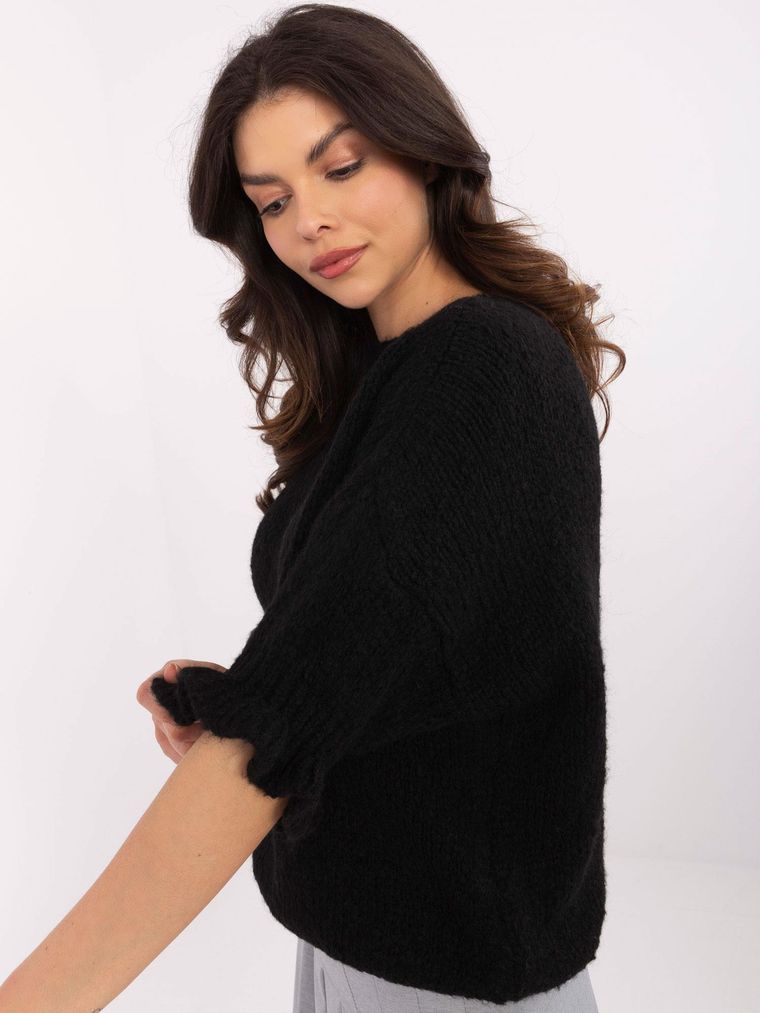 Sweter damski, oversize, czarny, Italy Moda
