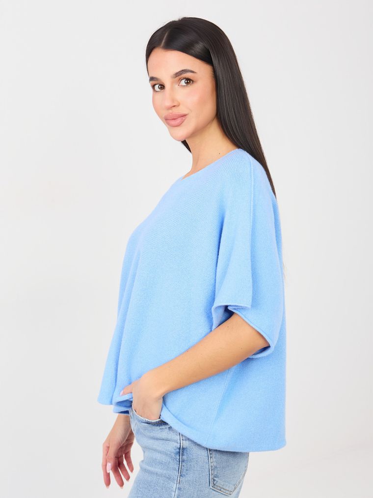 Sweter damski, oversize, niebieski, Italy Moda
