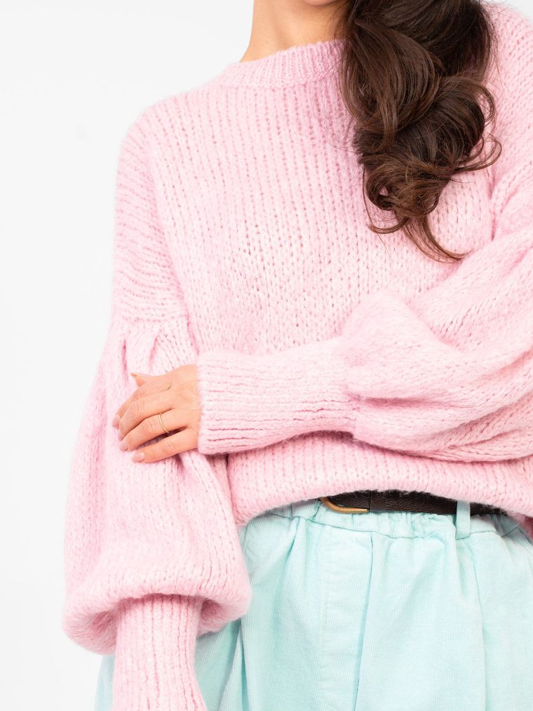 Sweter damski, oversize, różowy, Italy Moda