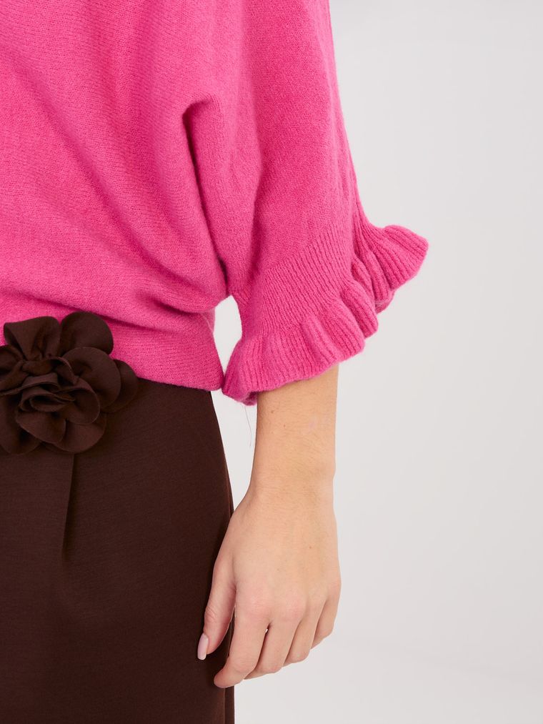 Sweter damski, oversize, różowy, Italy Moda