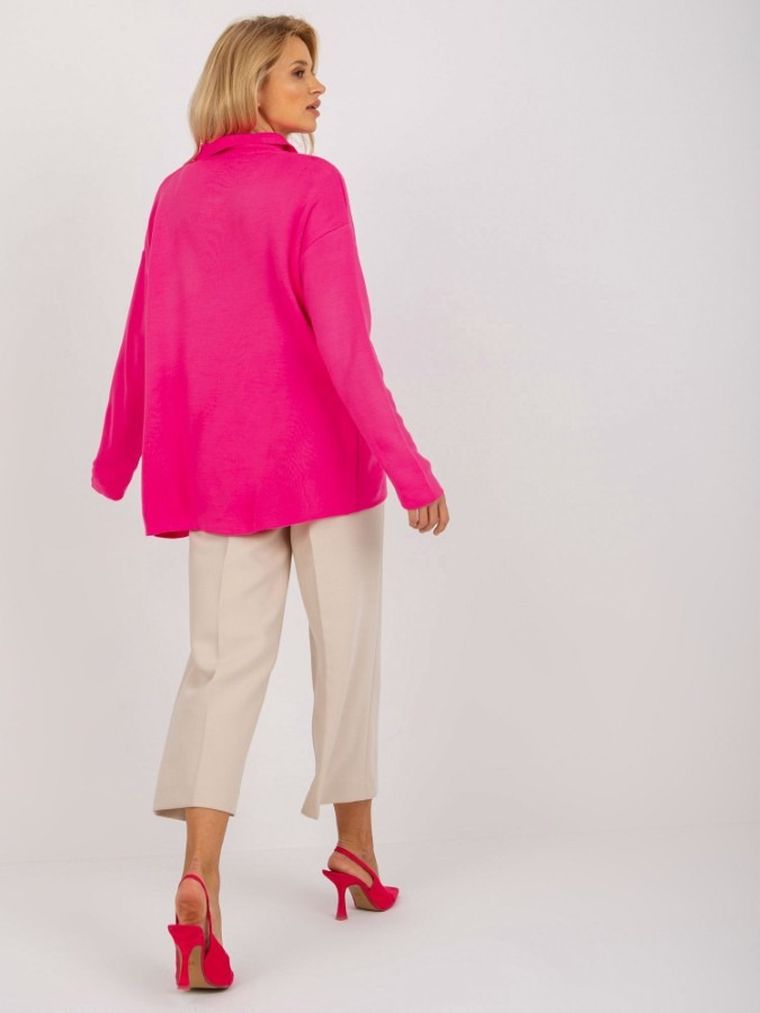 Sweter damski, oversize, różowy, Rue Paris