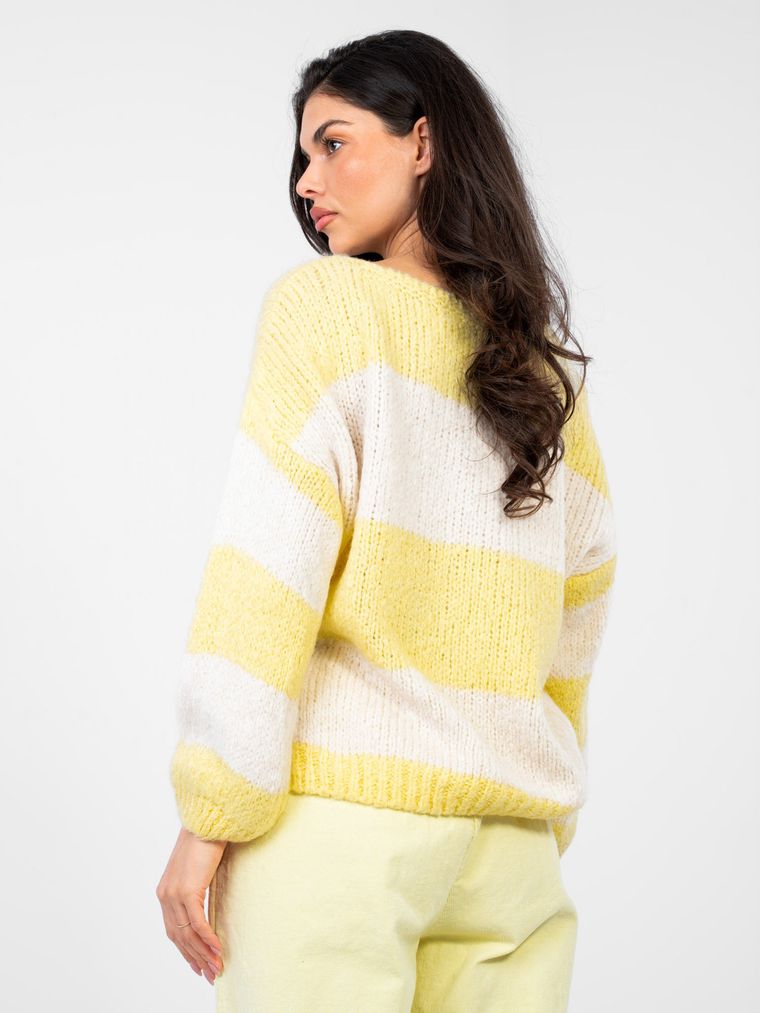 Sweter damski, oversize, żółty, Italy Moda