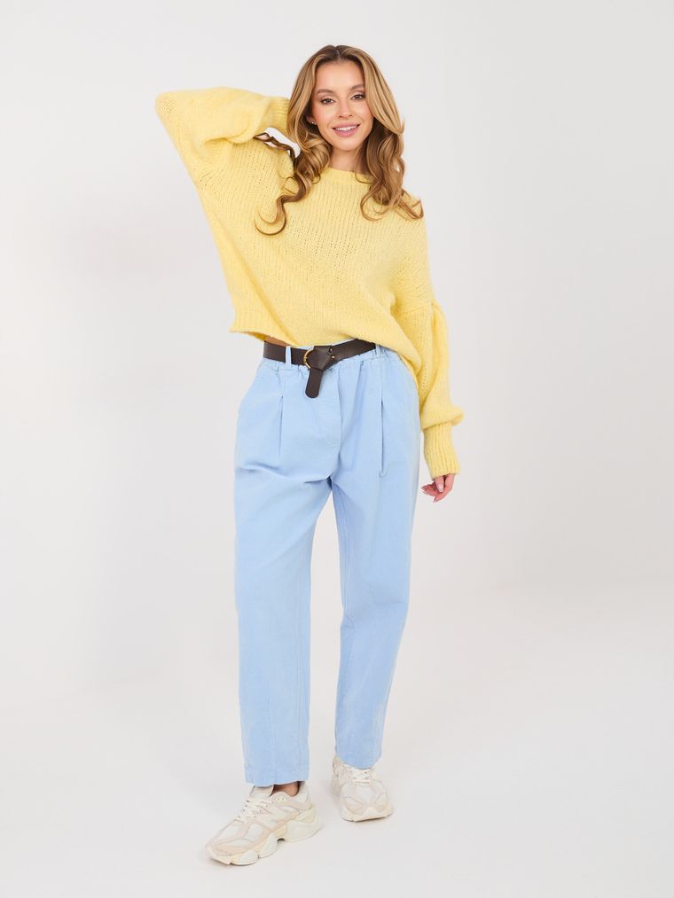 Sweter damski, oversize, żółty, Italy Moda
