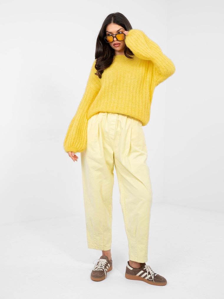 Sweter damski, oversize, żółty, Italy Moda