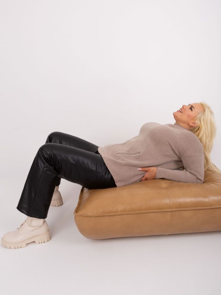 Sweter damski, plus size, beżowy, P-M