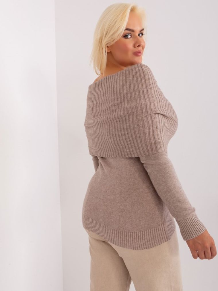 Sweter damski, plus size, beżowy, P-M